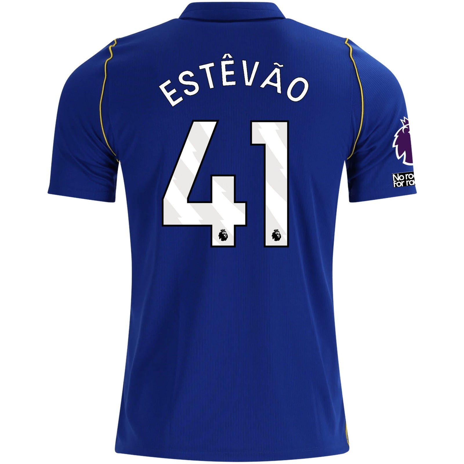 Nike Mens Chelsea FC Estêvão Willian Home Jersey w/ EPL + No Room For Racism + Club World Cup Champion Patches 26/27 (Bright Royal/Gold) | SoccerWearhouse