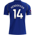 Nike Mens Chelsea FC Jordan Henderson Home Jersey w/ EPL + No Room For Racism + Club World Cup Champion Patches 26/27 (Bright Royal/Gold)
