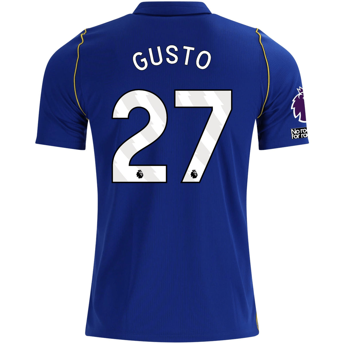 Nike Mens Chelsea FC Malo Gusto Home Jersey w/ EPL + No Room For Racism + Club World Cup Champion Patches 26/27 (Bright Royal/Gold) | SoccerWearhouse