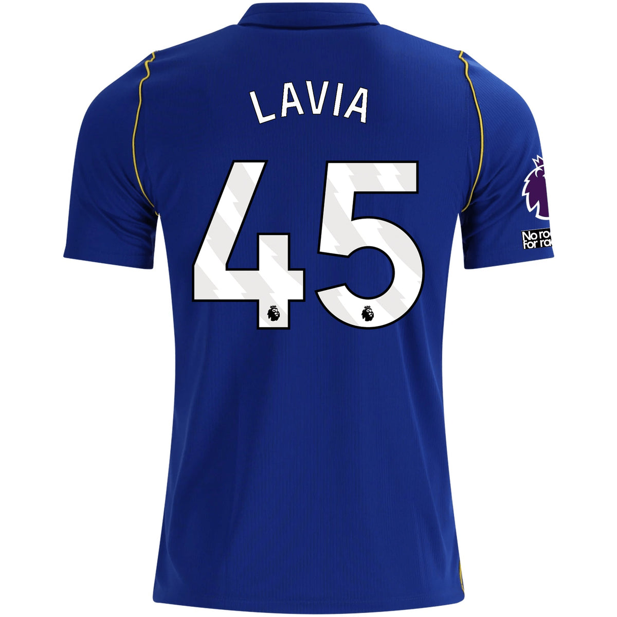Nike Mens Chelsea FC Roméo Lavia Home Jersey w/ EPL + No Room For Racism + Club World Cup Champion Patches 26/27 (Bright Royal/Gold) | SoccerWearhouse