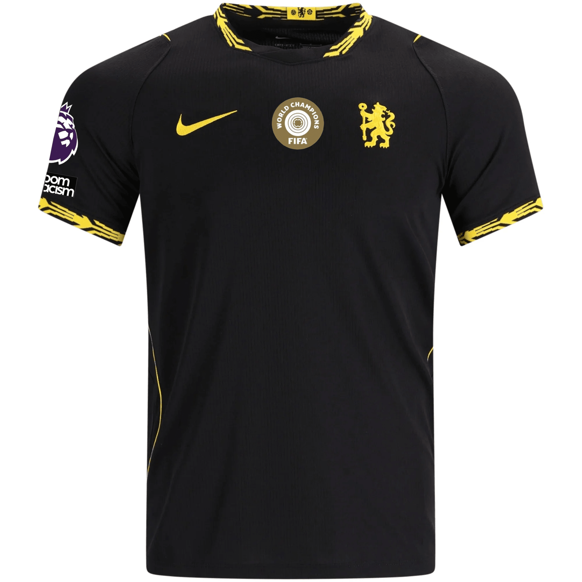 Nike Mens Chelsea Match Authentic Away Jersey w/ EPL + No Room For Racism + Club World Cup Patches 26/27 (Black/Gold)
