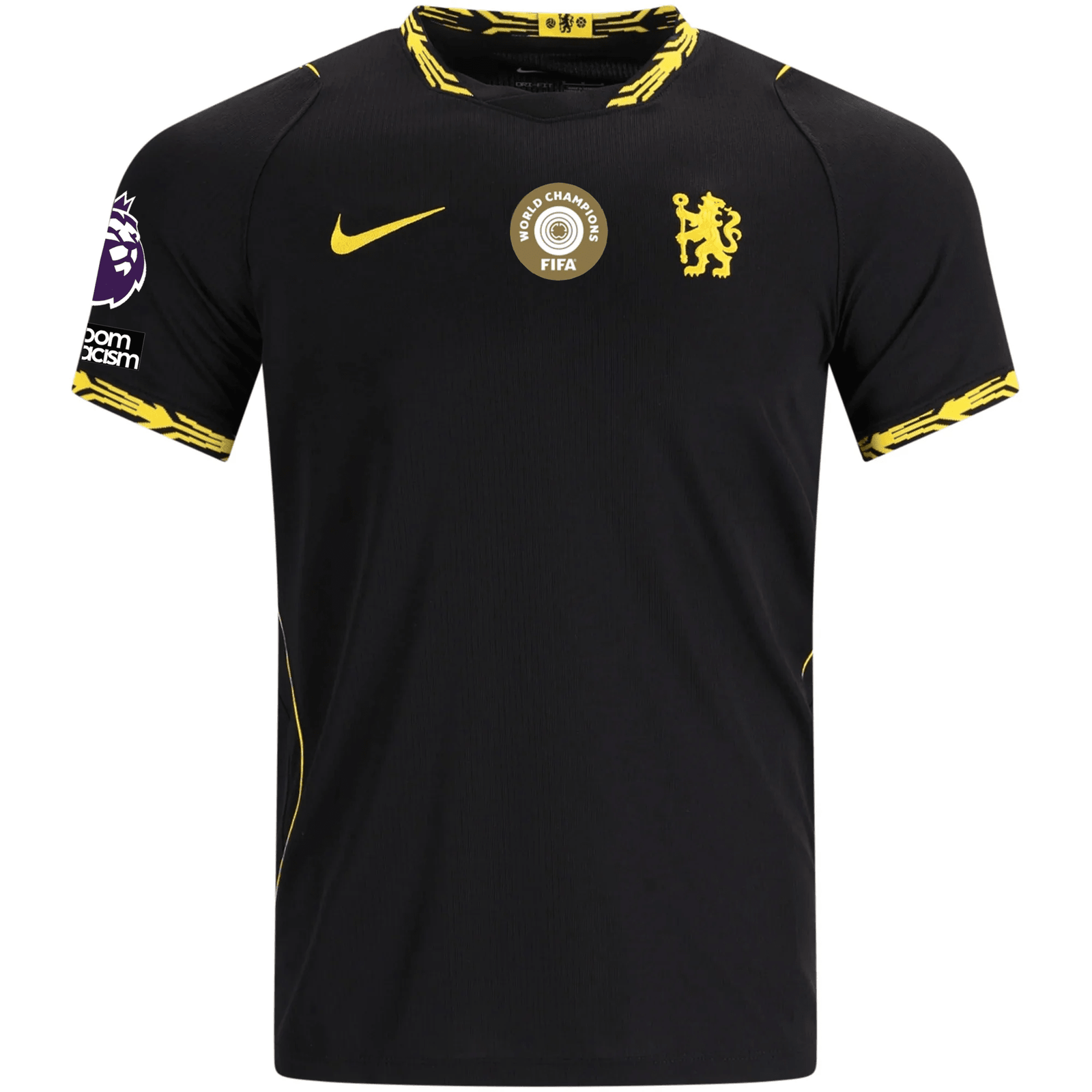 Nike Mens Chelsea Morgan Rogers Match Authentic Away Jersey w/ EPL + No Room For Racism + Club World Cup Patches 26/27 (Black/Gold) | SoccerWearhouse