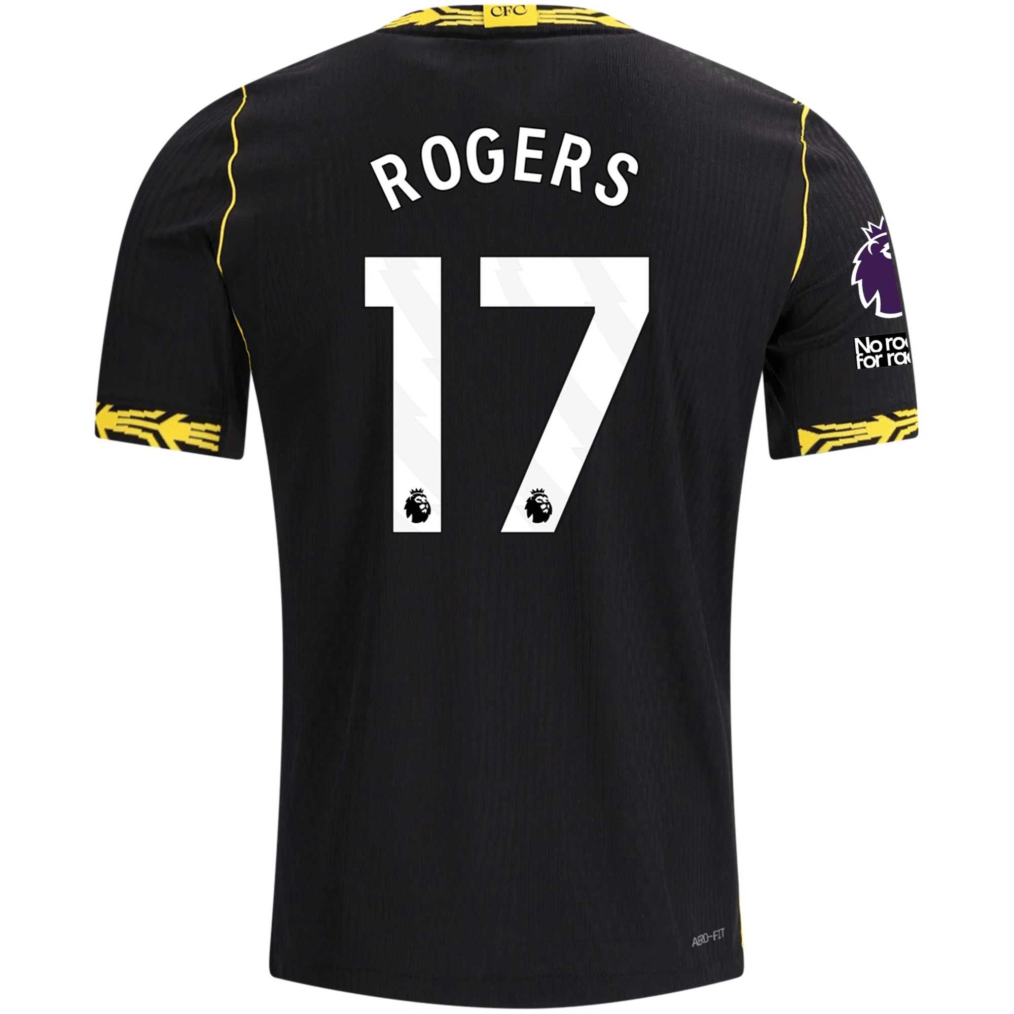 Nike Mens Chelsea Morgan Rogers Match Authentic Away Jersey w/ EPL + No Room For Racism + Club World Cup Patches 26/27 (Black/Gold)