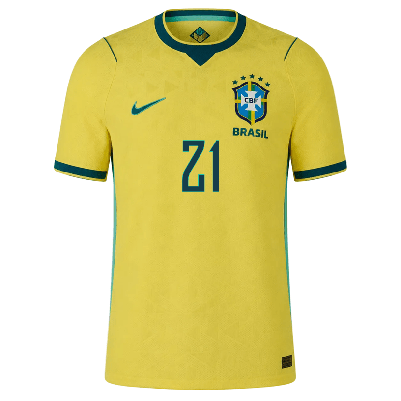 Nike Men's Endrick Match Authentic Home Jersey 2026 (Yellow/Teal) | SoccerWearhouse