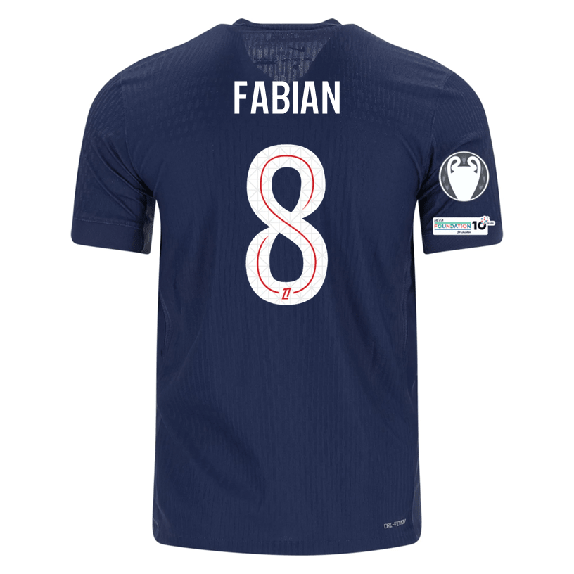 Nike Men's Fabian Paris Saint - Germain Authentic Home Jersey 25/26 w/ Champions League Patches (Navy) | SoccerWearhouse