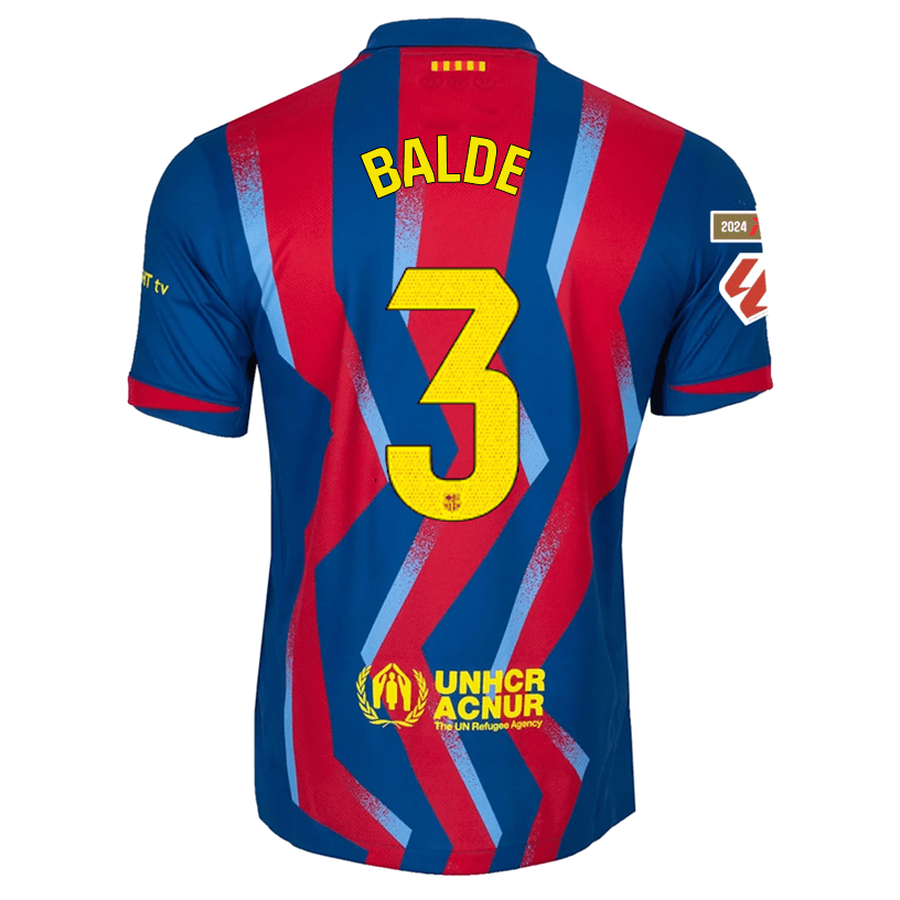 Nike Men's FC Barcelona Balde 4th Jersey 25/26 w/ La Liga Patches (Blue/Red/Yellow) | SoccerWearhouse