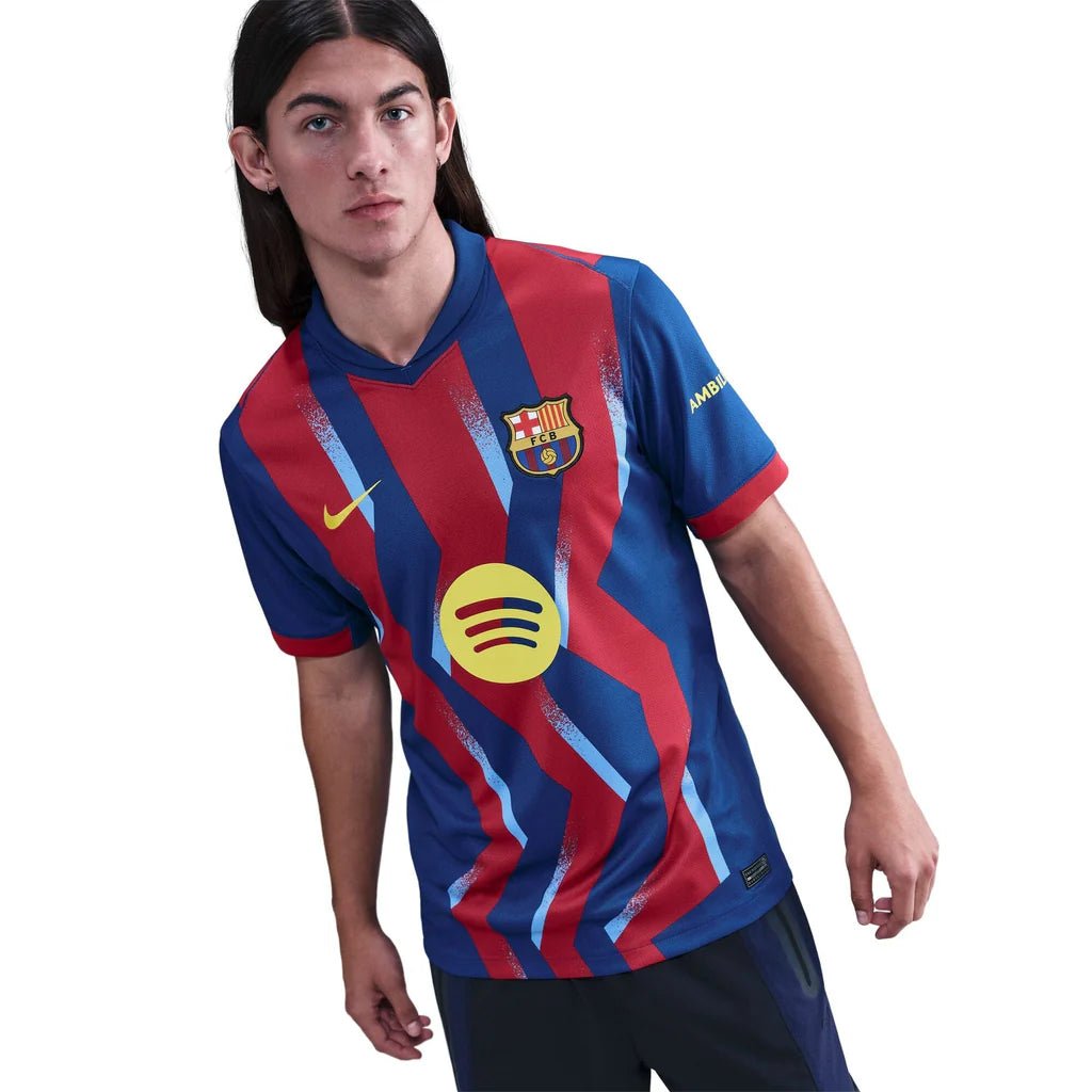 Nike Men's FC Barcelona 4th Jersey 25/26 (Blue/Red/Yellow)