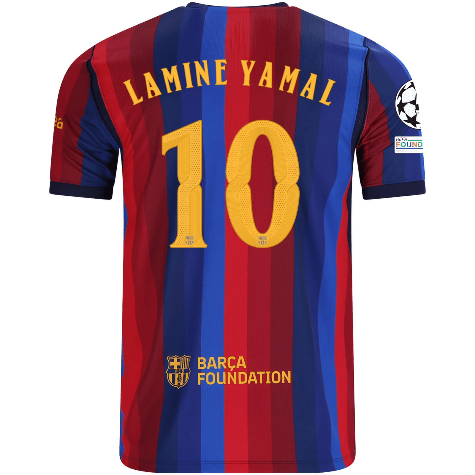 Nike Mens FC Barcelona Lamine Yamal Home Jersey w/ Champions League Patches 26/27 (Deep Garnet/Blue Void) | SoccerWearhouse