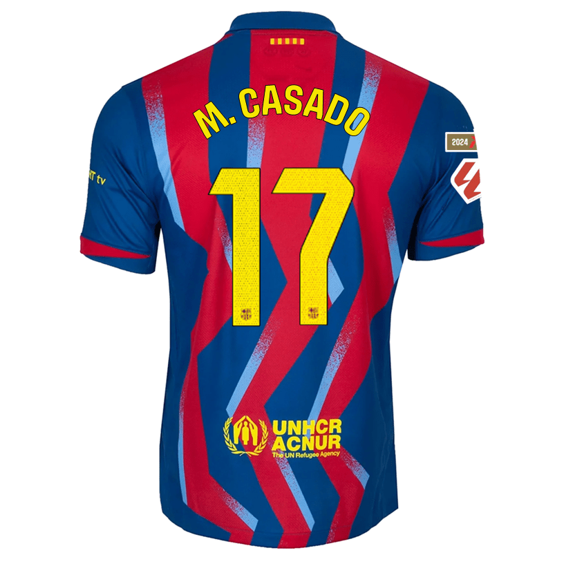 Nike Men's FC Barcelona M. Casado 4th Jersey 25/26 w/ La Liga Patches (Blue/Red/Yellow) | SoccerWearhouse