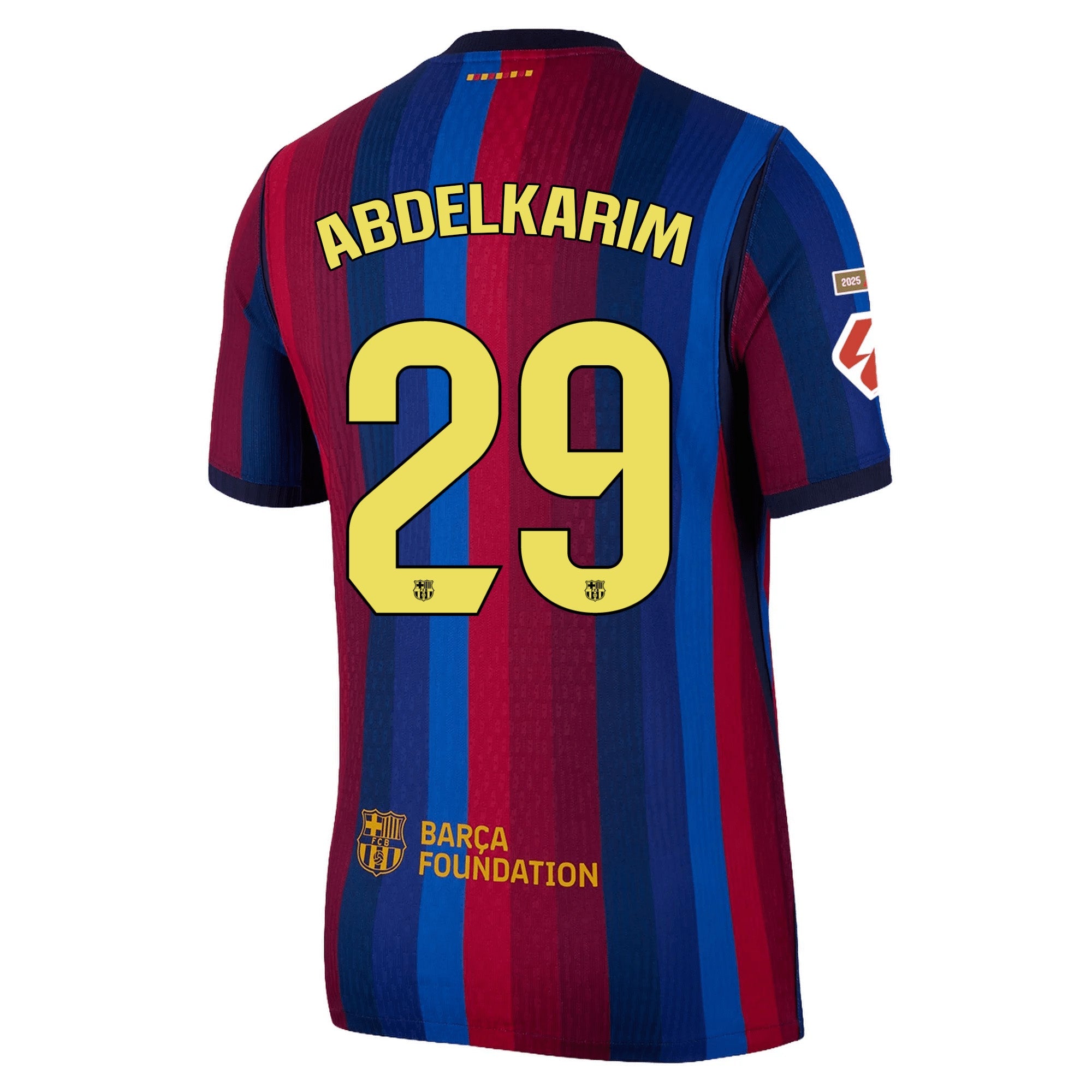 Nike Mens FC Barcelona Match Authentic Hamza Abdelkarim Home Jersey w/ La Liga Patches 26/27 (Deep Garnet/Void Blue)