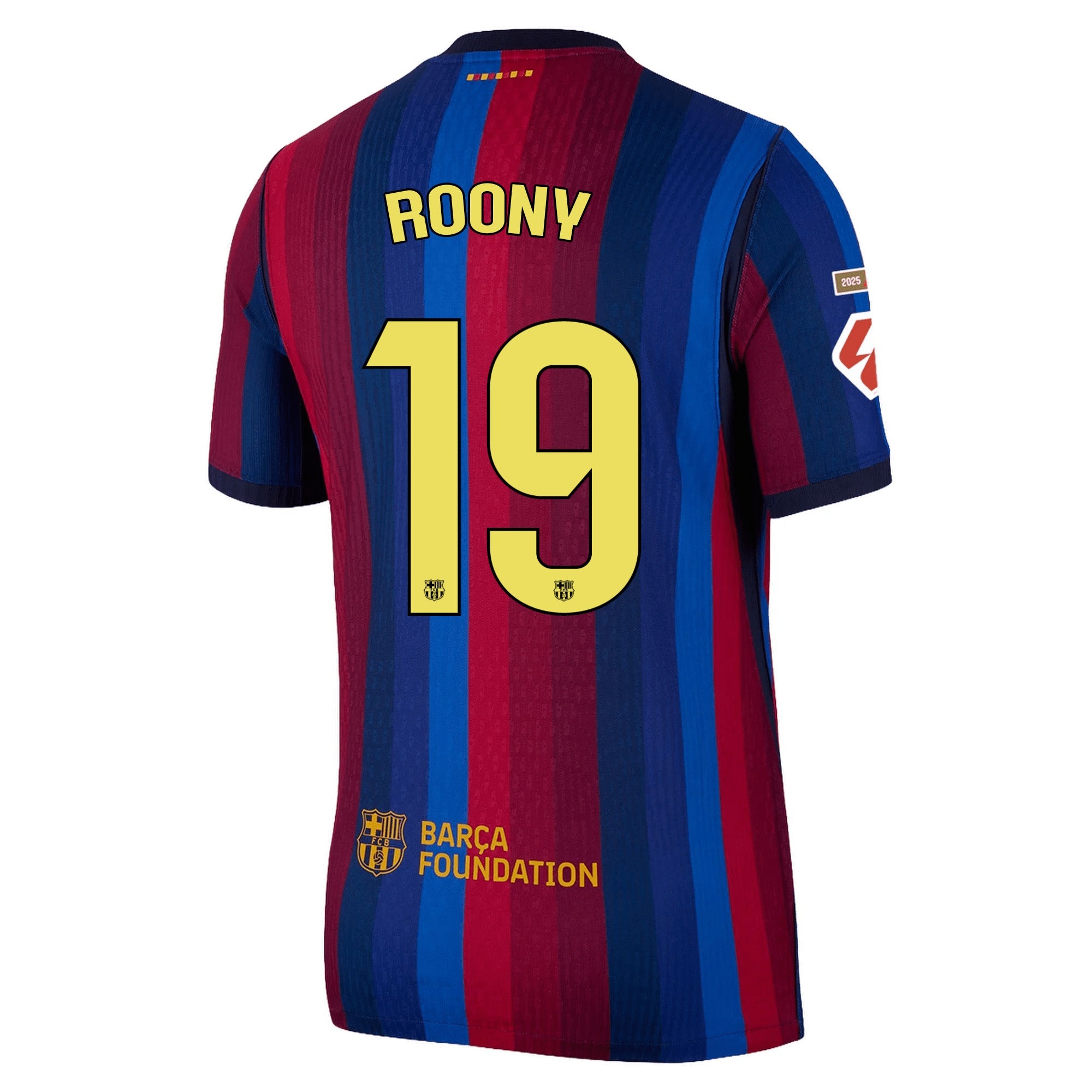 Nike Mens FC Barcelona Match Authentic Roony Bardghji Home Jersey w/ La Liga Patches 26/27 (Deep Garnet/Void Blue)