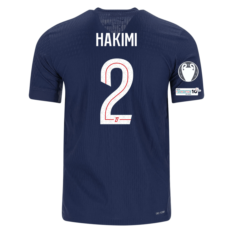 Nike Men's Hakimi Paris Saint - Germain Authentic Home Jersey 25/26 w/ Champions League Patches (Navy) | SoccerWearhouse