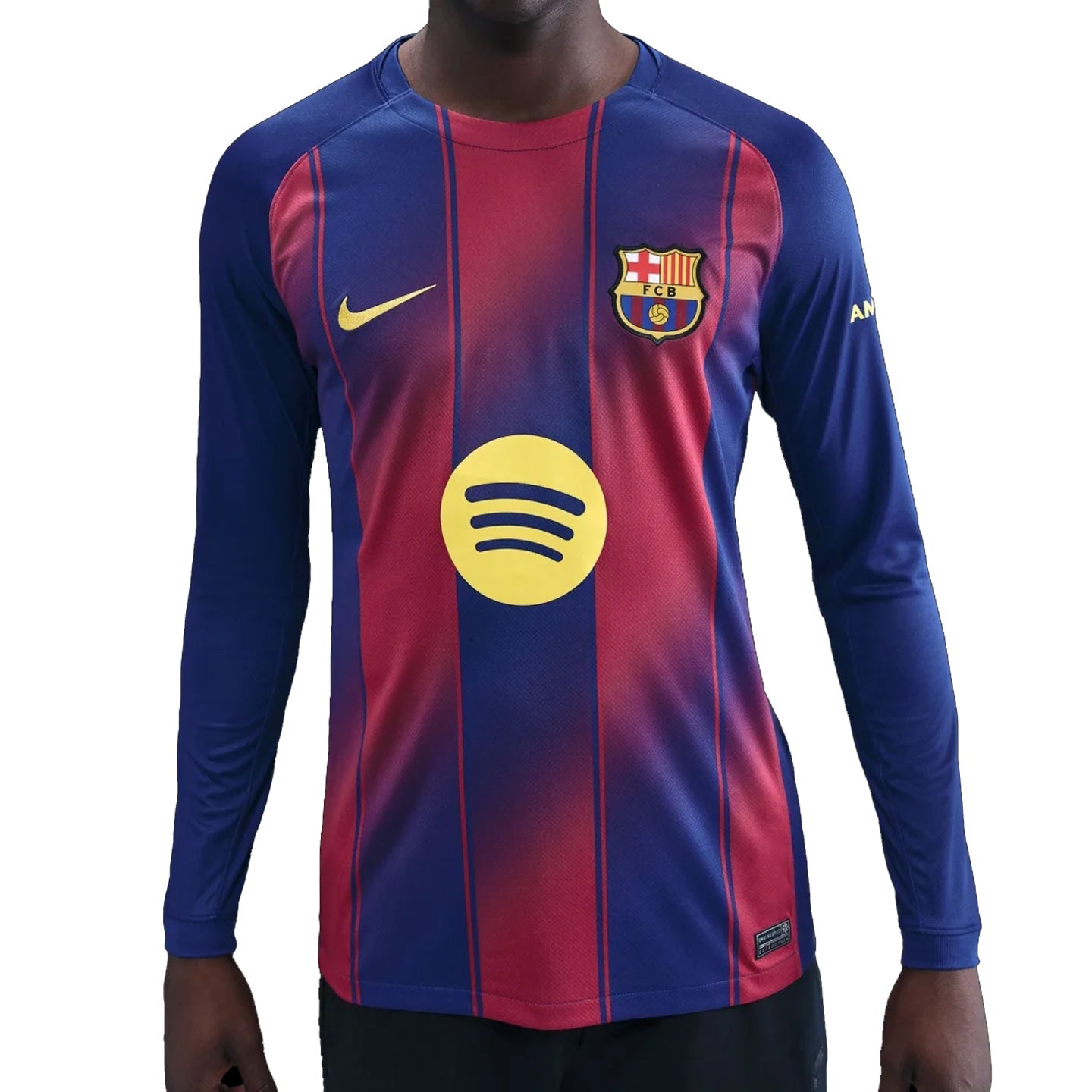 Nike Men's Lamine Yamal Barcelona 25/26 Long Sleeve Home Jersey w/ La Liga Patches (Deep Royal Blue/Midwest Gold) | SoccerWearhouse