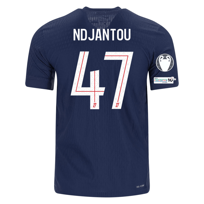 Nike Men's Ndjantou Paris Saint - Germain Authentic Home Jersey 25/26 w/ Champions League Patches (Navy) | SoccerWearhouse