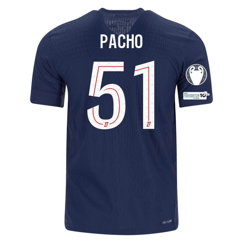 Nike Men's Pacho Paris Saint - Germain Authentic Home Jersey 25/26 w/ Champions League Patches (Navy) | SoccerWearhouse