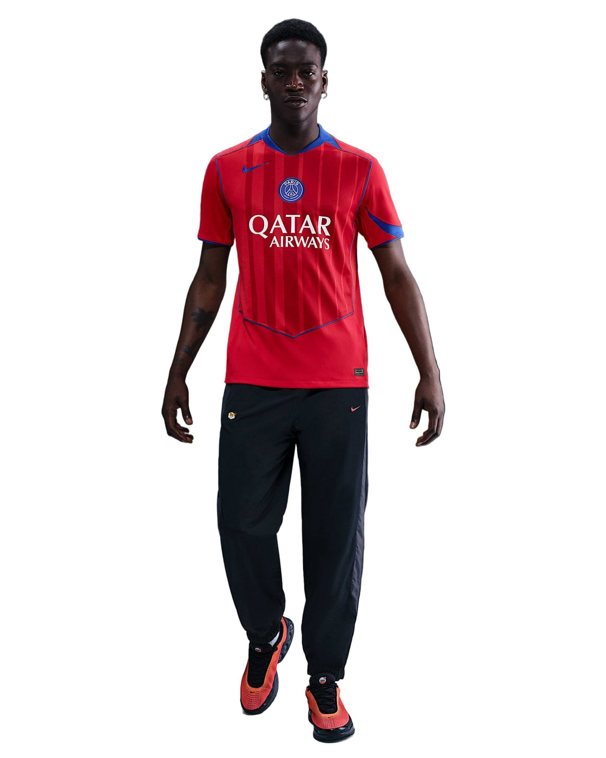 Nike Men's Paris Saint - Germain João Neves T90 Third Jersey w/ Champions League Patches 25/26 (Sport Red/Hyper Royal) | SoccerWearhouse