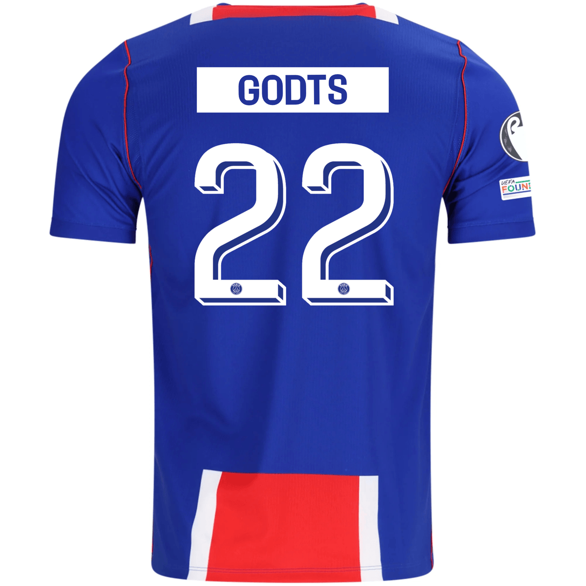 Nike Mens Paris Saint-Germain Mika Godts Home Jersey w/ Champions League Patches 26/27 (Blue/White/Red) | SoccerWearhouse