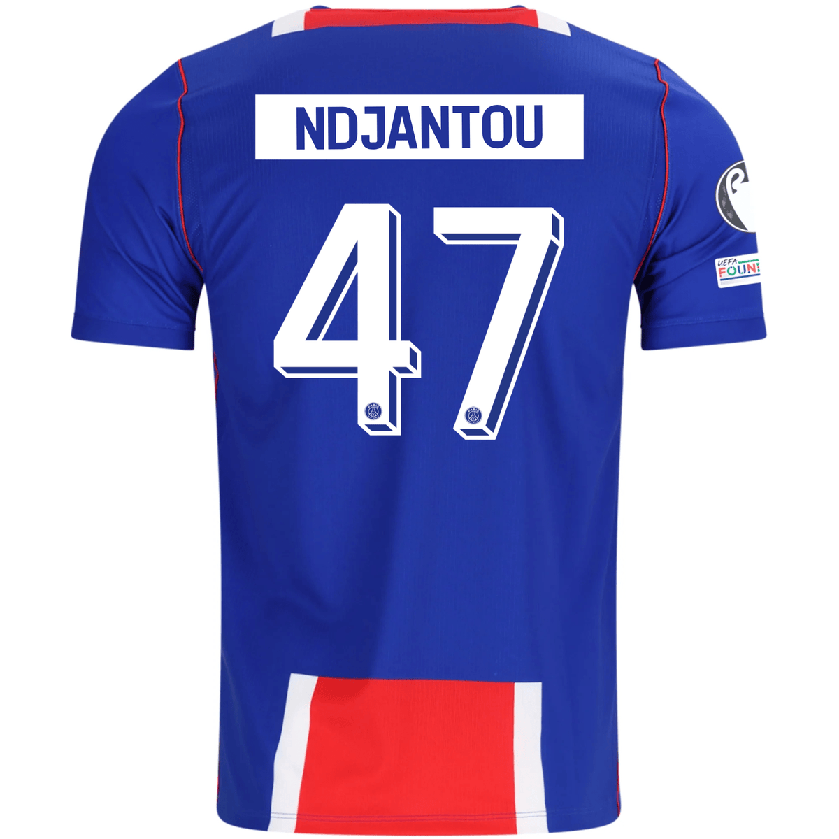 Nike Mens Paris Saint-Germain Quentin Ndjantou Home Jersey w/ Champions League Patches 26/27 (Blue/White/Red) | SoccerWearhouse