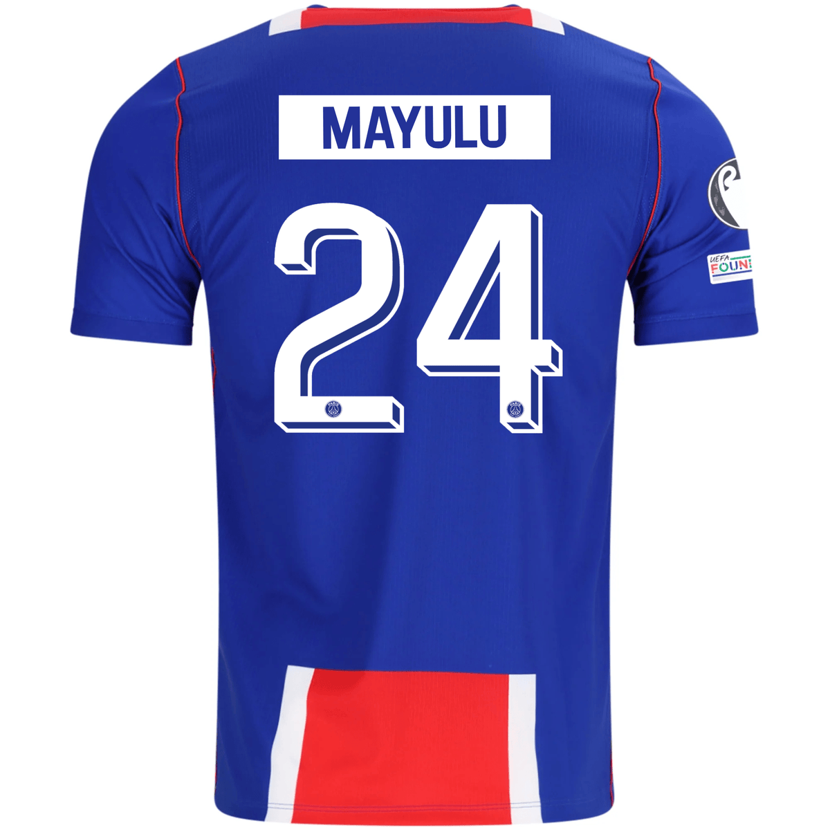 Nike Mens Paris Saint-Germain Senny Mayulu Home Jersey w/ Champions League Patches 26/27 (Blue/White/Red) | SoccerWearhouse