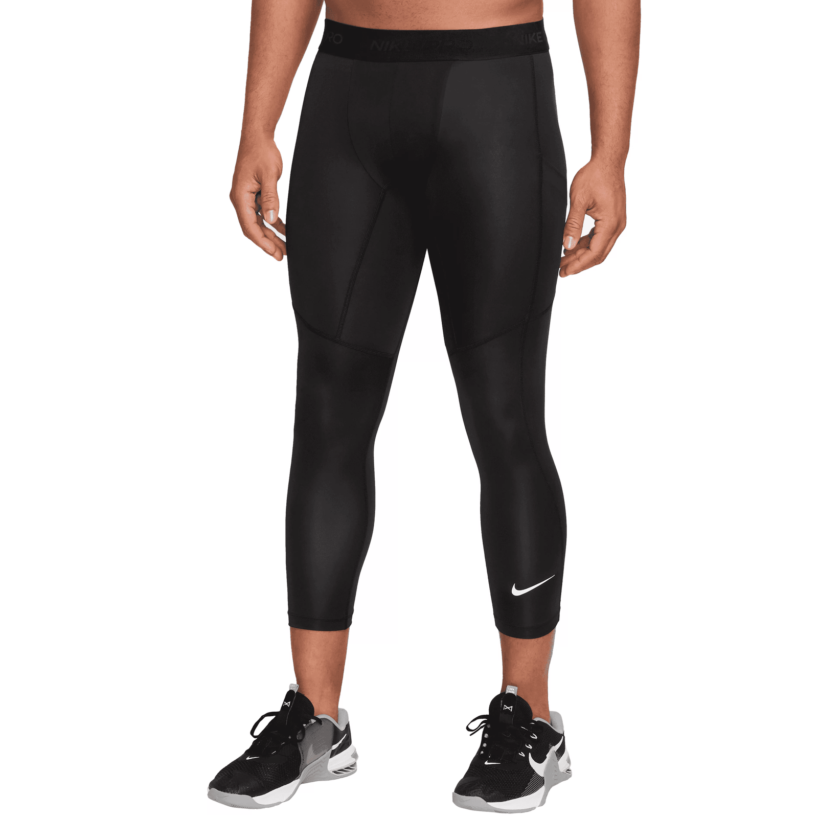 Nike Mens Pro Dri Fit 3/4 Length Compression Pants (Black) | SoccerWearhouse