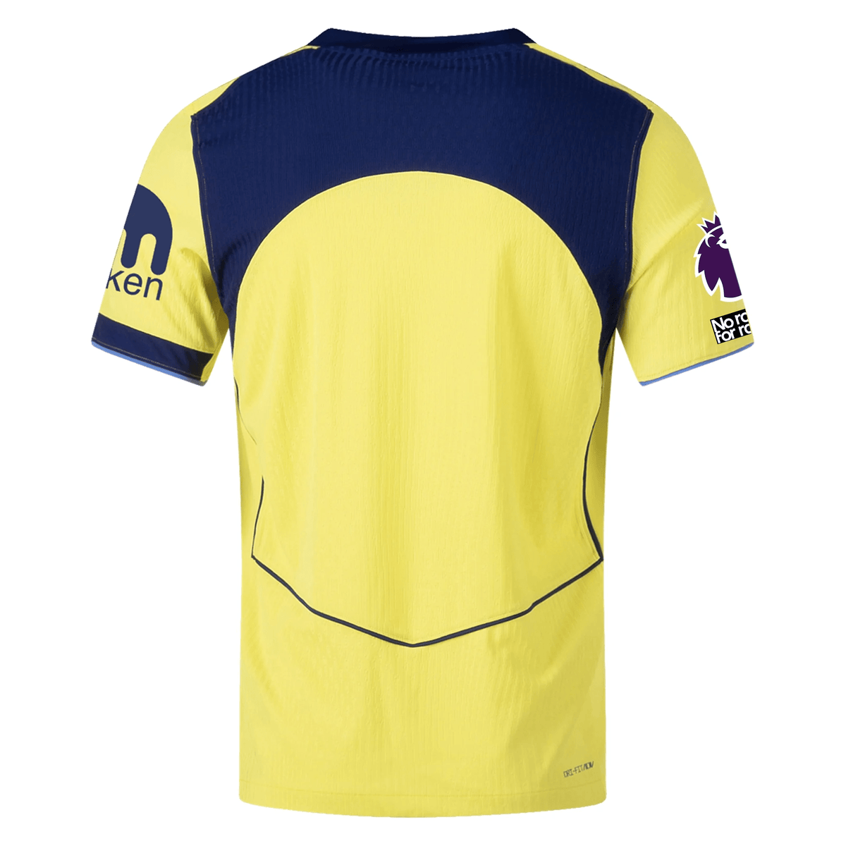Nike Men's Tottenham Authentic T90 Third Jersey w/ EPL + No Room For Racism 25/26 (Dynamic Yellow/Blue Void) | SoccerWearhouse