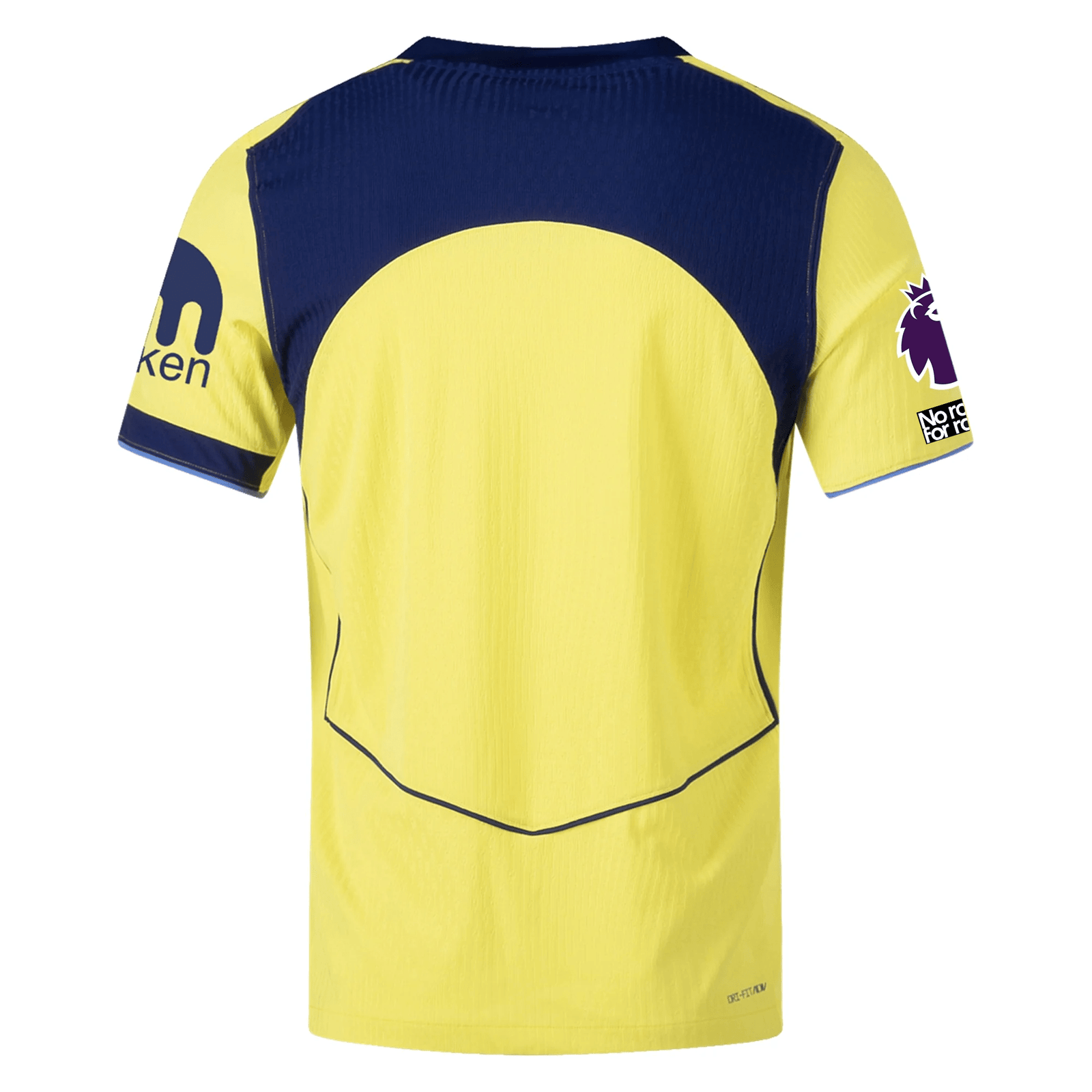 Nike Men's Tottenham Authentic James Maddison T90 Third Jersey w/ EPL + No Room For Racism 25/26 (Dynamic Yellow/Blue Void) | SoccerWearhouse