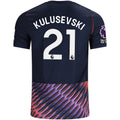 Nike Mens Tottenham Hotspur Dejan Kulusevski Away Jersey w/ EPL + No Room For Racism Patches 26/27 (Obsidan/White)