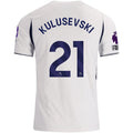 Nike Mens Tottenham Hotspur Dejan Kulusevski Home Jersey w/ EPL + No Room For Racism 26/27 (White)