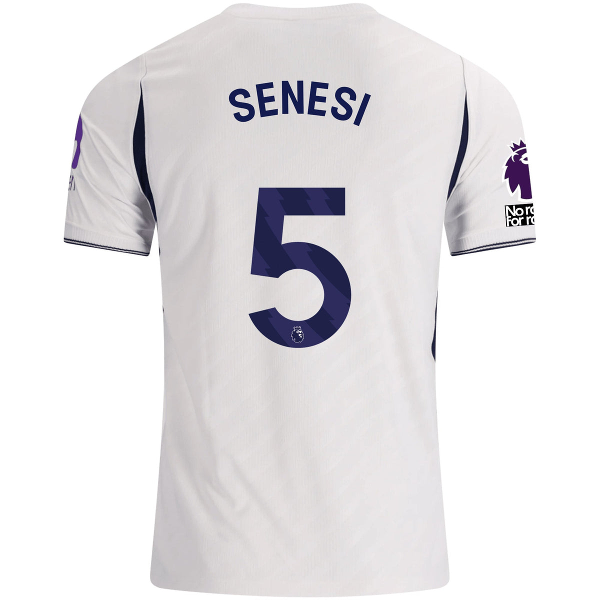 Nike Mens Tottenham Hotspur Marcos Senesi Home Jersey w/ EPL + No Room For Racism 26/27 (White) | SoccerWearhouse