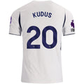 Nike Mens Tottenham Hotspur Mohammed Kudus Home Jersey w/ EPL + No Room For Racism 26/27 (White)