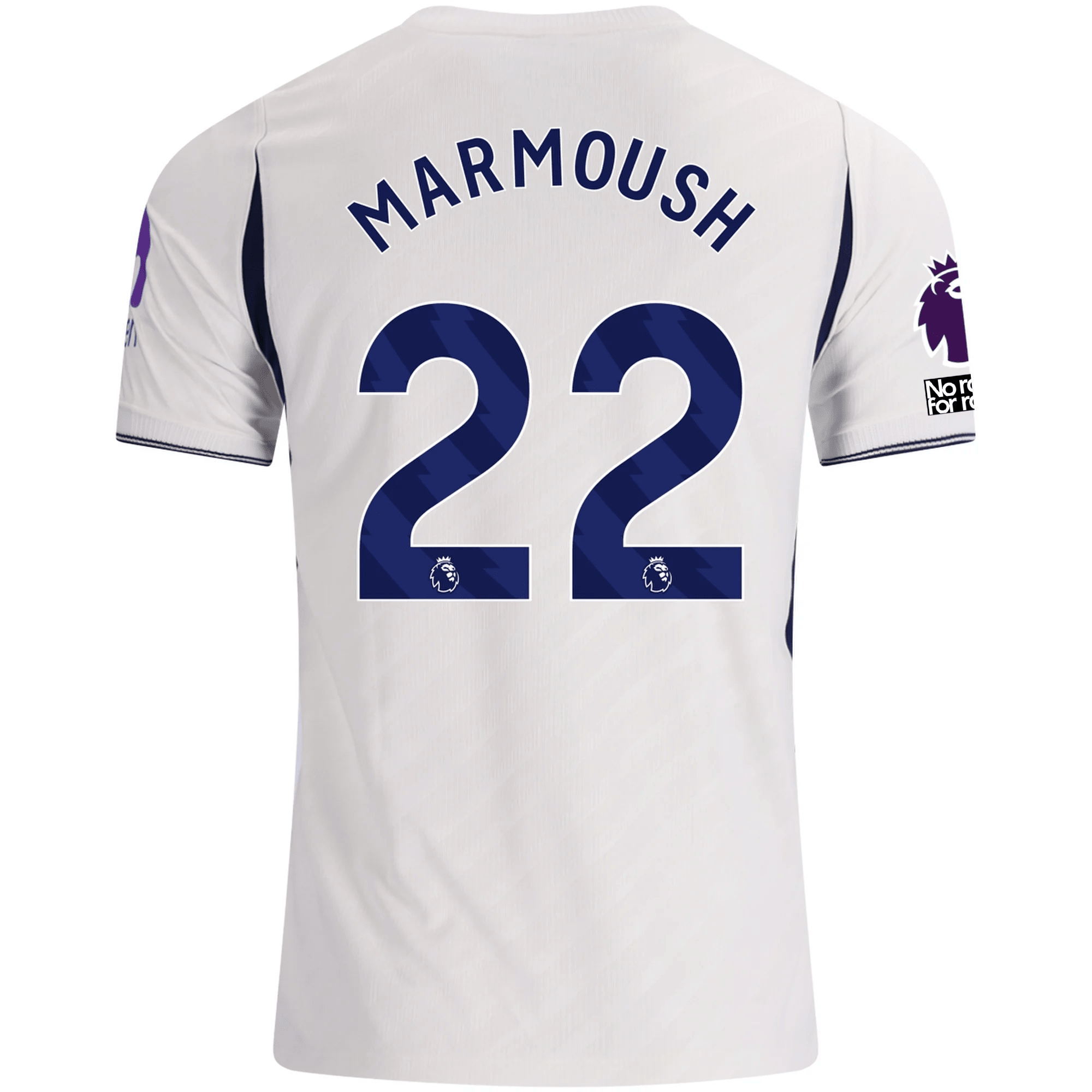 Nike Mens Tottenham Hotspur Omar Marmoush Home Jersey w/ EPL + No Room For Racism 26/27 (White)