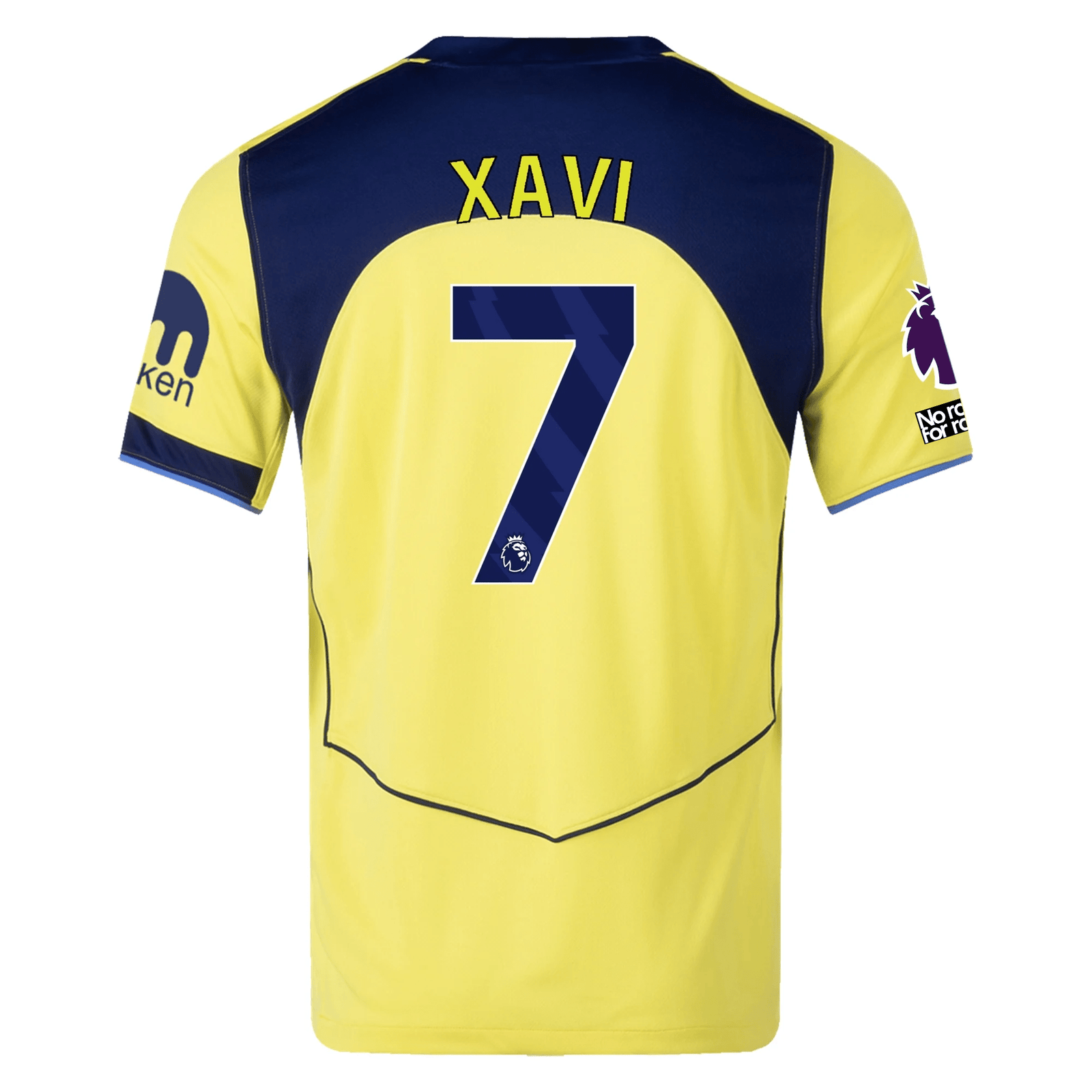 Nike Men's Tottenham Xavi Simmons T90 Third Jersey w/ EPL + No Room For Racism 25/26 (Dynamic Yellow/Blue Void) | SoccerWearhouse