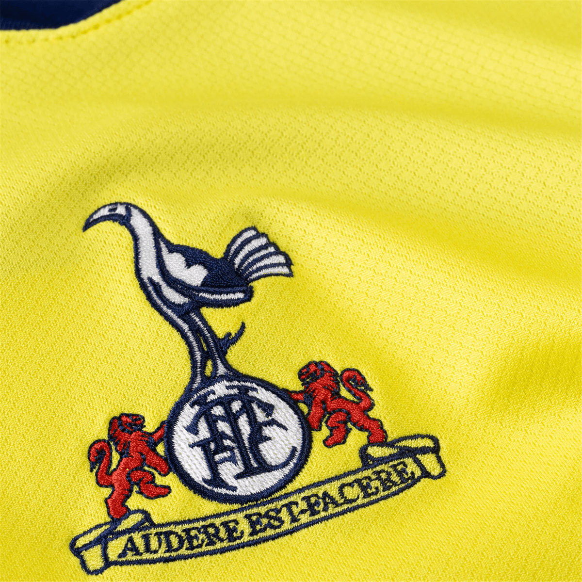 Nike Men's Tottenham Xavi Simmons T90 Third Jersey w/ EPL + No Room For Racism 25/26 (Dynamic Yellow/Blue Void) | SoccerWearhouse