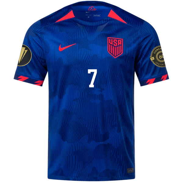 Nike Mens United States Gio Reyna Away Jersey w/ Gold Cup Patches 23/24 (Hyper Royal/Loyal Blue) | SoccerWearhouse