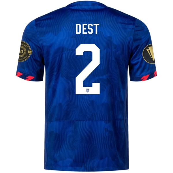 Nike Mens United States Sergino Dest Away Jersey w/ Gold Cup Patches 23/24 (Hyper Royal/Loyal Blue) | SoccerWearhouse