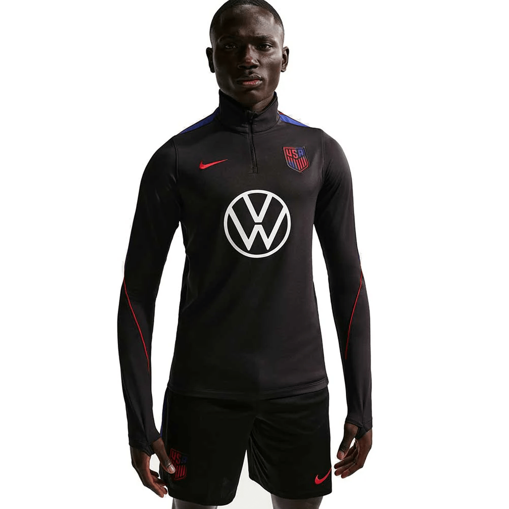 Nike Mens United States Strike Drill Top Jacket 2026 (Black/Challege Red)