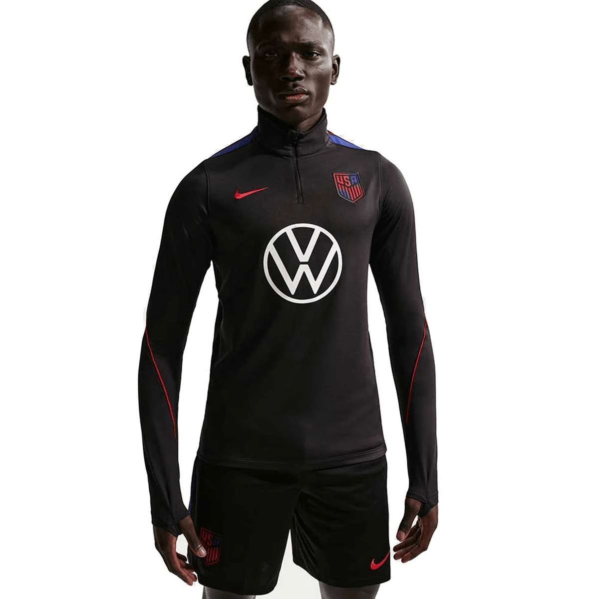 Nike Mens United States Strike Drill Top Jacket 2026 (Black/Challege R Nike Mens United States Strike Drill Top Jacket 2026 (Black/Challege R