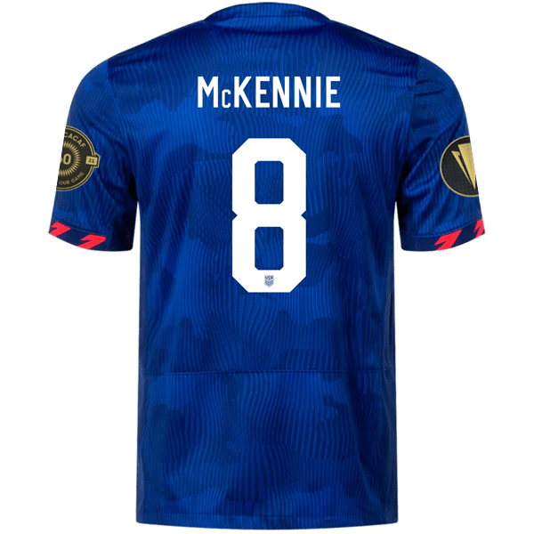 Nike Mens United States Weston McKennie Away Jersey w/ Gold Cup Patches 23/24 (Hyper Royal/Loyal Blue) | SoccerWearhouse