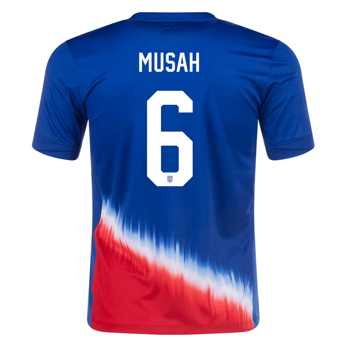 Nike Mens United States Yunus Musah Away Jersey 24/25 (Old Royal/Sport Red) | SoccerWearhouse