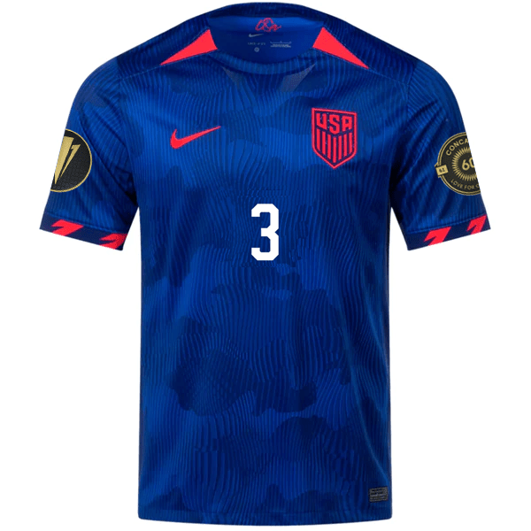 Nike Mens United States Zimmerman Away Jersey w/ Gold Cup Patches 23/24 (Hyper Royal/Loyal Blue) | SoccerWearhouse