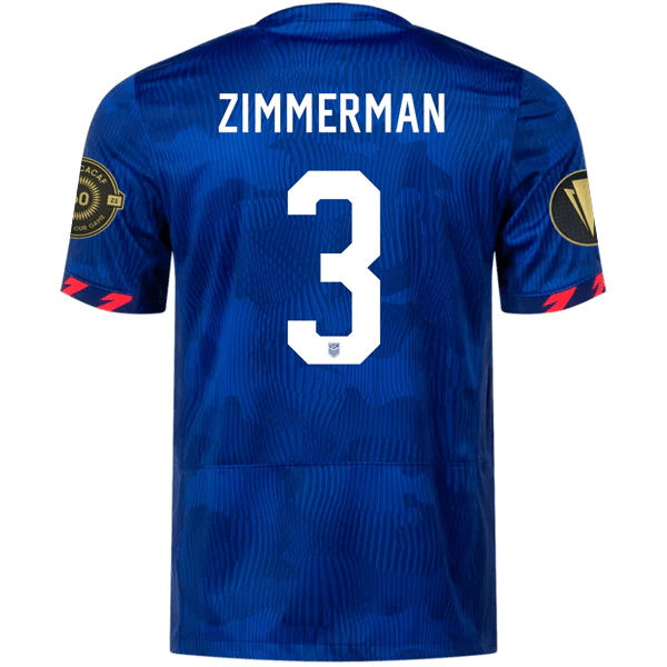 Nike Mens United States Zimmerman Away Jersey w/ Gold Cup Patches 23/24 (Hyper Royal/Loyal Blue) | SoccerWearhouse