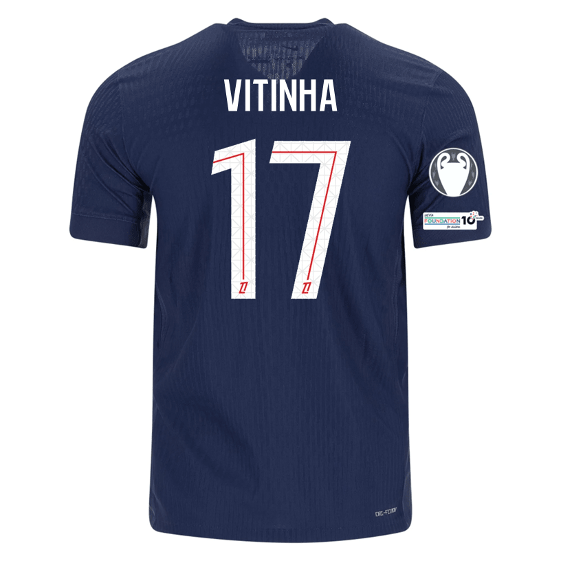 Nike Men's Vitinha Paris Saint - Germain Authentic Home Jersey 25/26 w/ Champions League Patches (Navy) | SoccerWearhouse