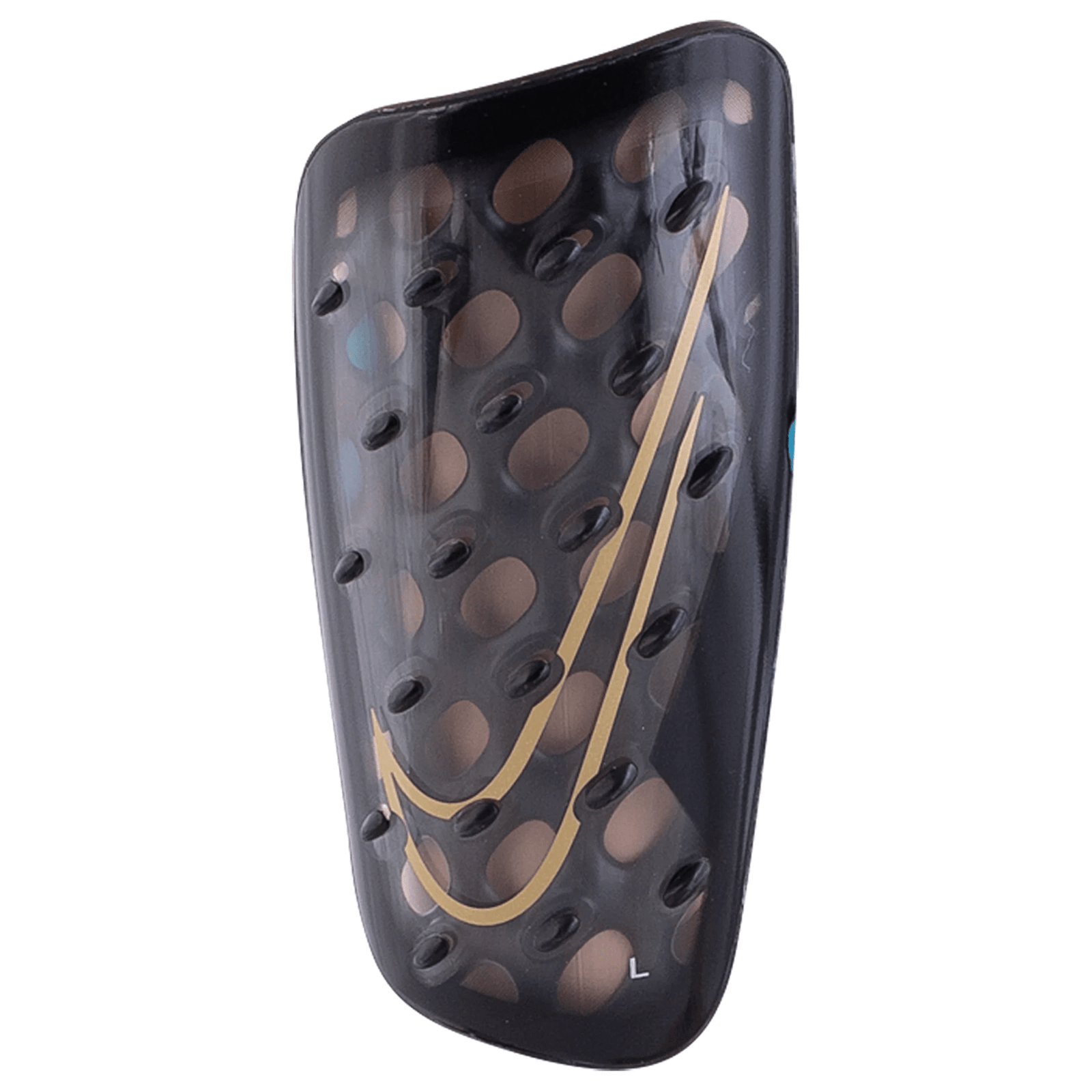 Nike Mercurial Flylite Superlock Shinguard (Black/Metallic Gold Coin) | SoccerWearhouse