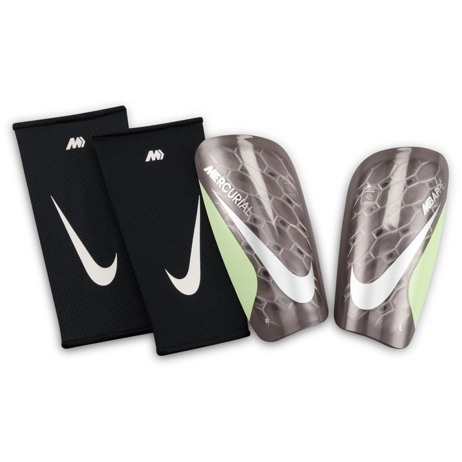 Nike Mercurial Lite KM Shin Guards (Malt/Barely Volt/Metallic Silver) | SoccerWearhouse
