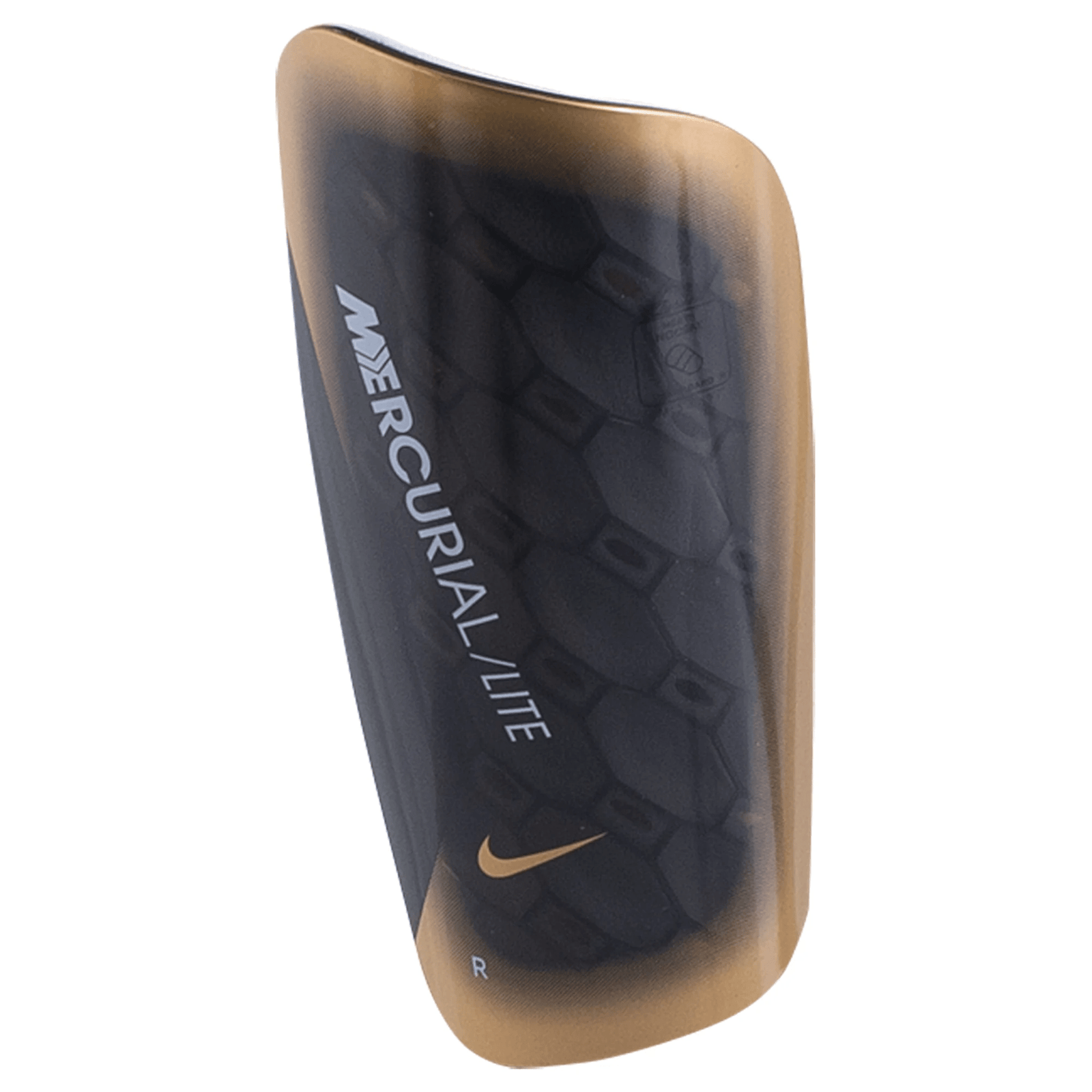 Nike Mercurial Lite Shin Guard (Black/Metallic Gold Coin) | SoccerWearhouse