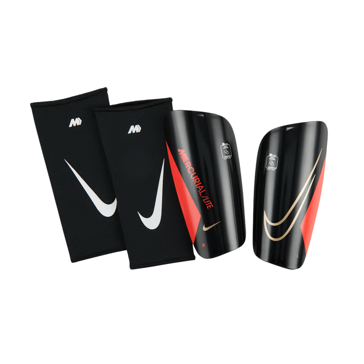 Nike Mercurial Lite Shin Guards (Black/Bright Crimson/Blur) | SoccerWearhouse