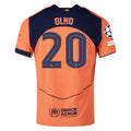 Nike Olmo FC Barcelona Third T90 Authentic Jersey 25/26 w/ Champions League Patches (Mango/Navy)