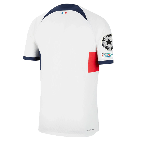 Nike Paris Saint - Germain Authentic Match Vaporknit Away Jersey w/ Champions League Patches 23/24 (White/Midnight Navy) | SoccerWearhouse