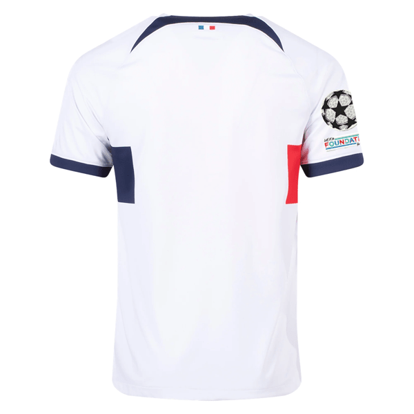 Nike Paris Saint - Germain Away Jersey w/ Champions League Patches 23/24 (White/Midnight Navy) | SoccerWearhouse