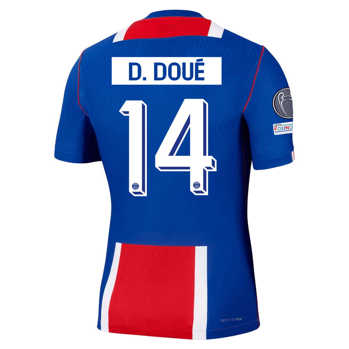 Nike Paris Saint-Germain Match Authentic Désiré Doué Home Jersey w/ Champions League Patches 26/27 (Old Royal/White/Red) | SoccerWearhouse